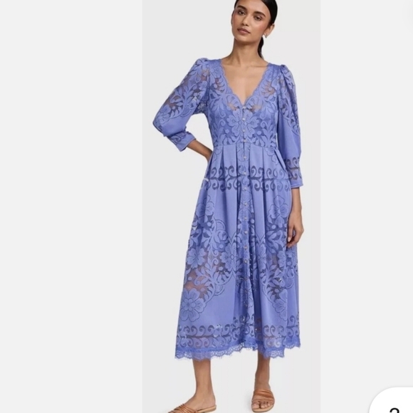 Free People Dresses & Skirts - Free People Shadow Dance Midi Dress Persian Jewel Nwt Size XS (0-2)